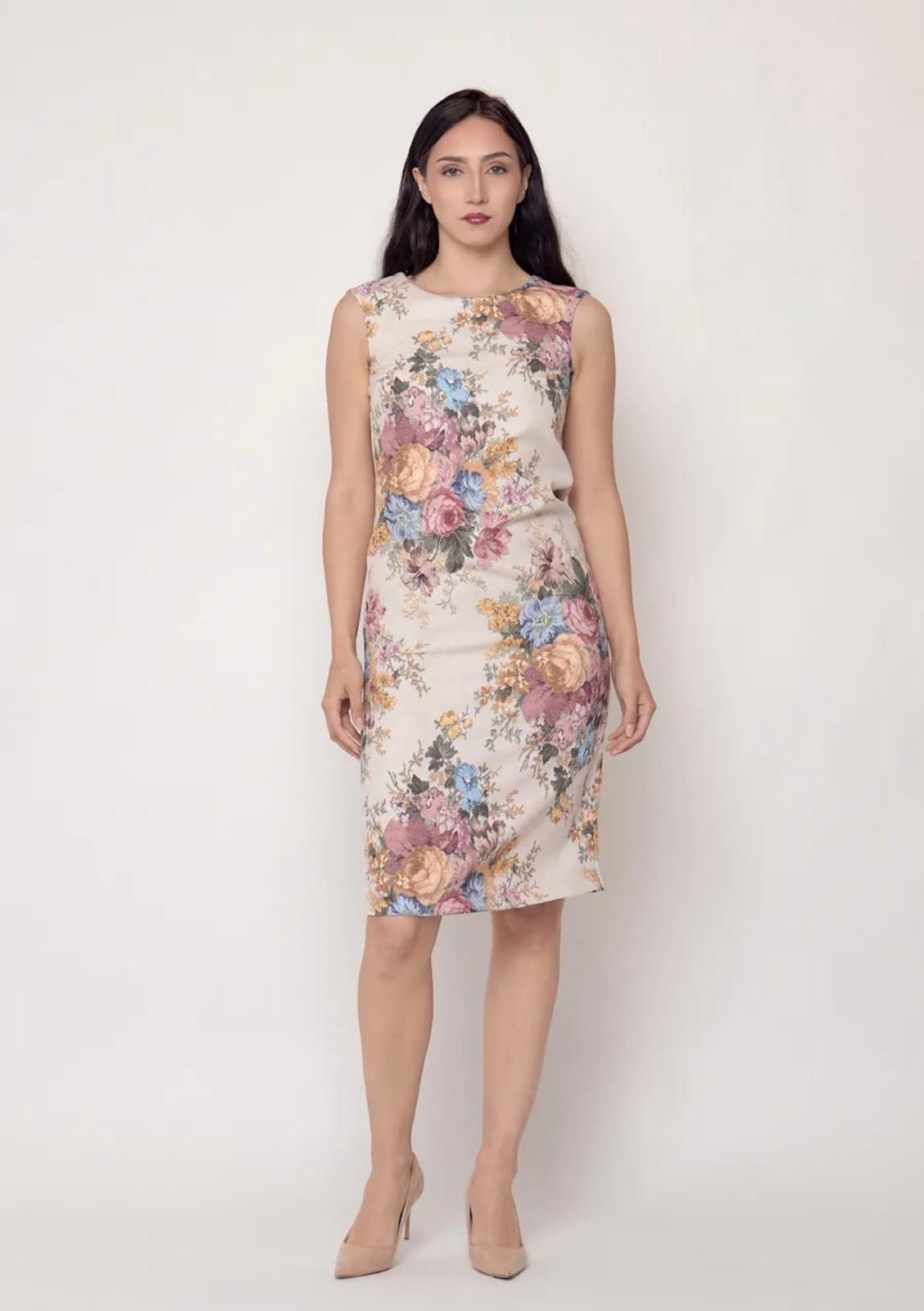 Vestido Midi Jacquard Floral – Estampado Bouquet Vintage