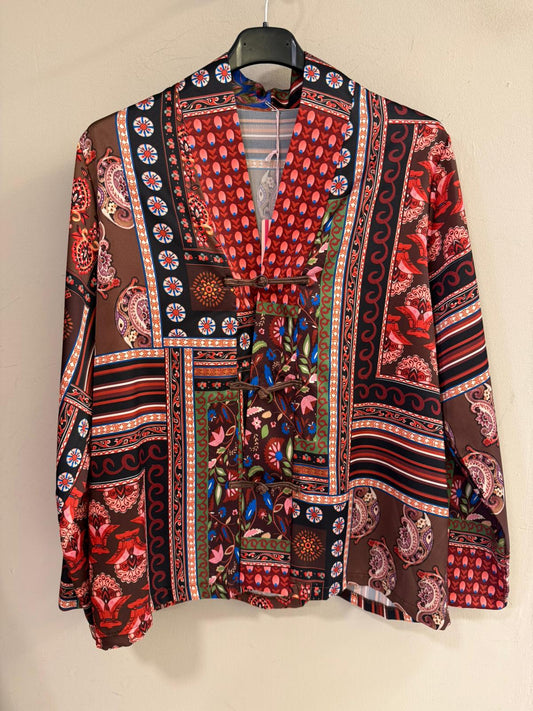 Camisa Patchwork Paisley Multicolor – Estilo Étnico Boho