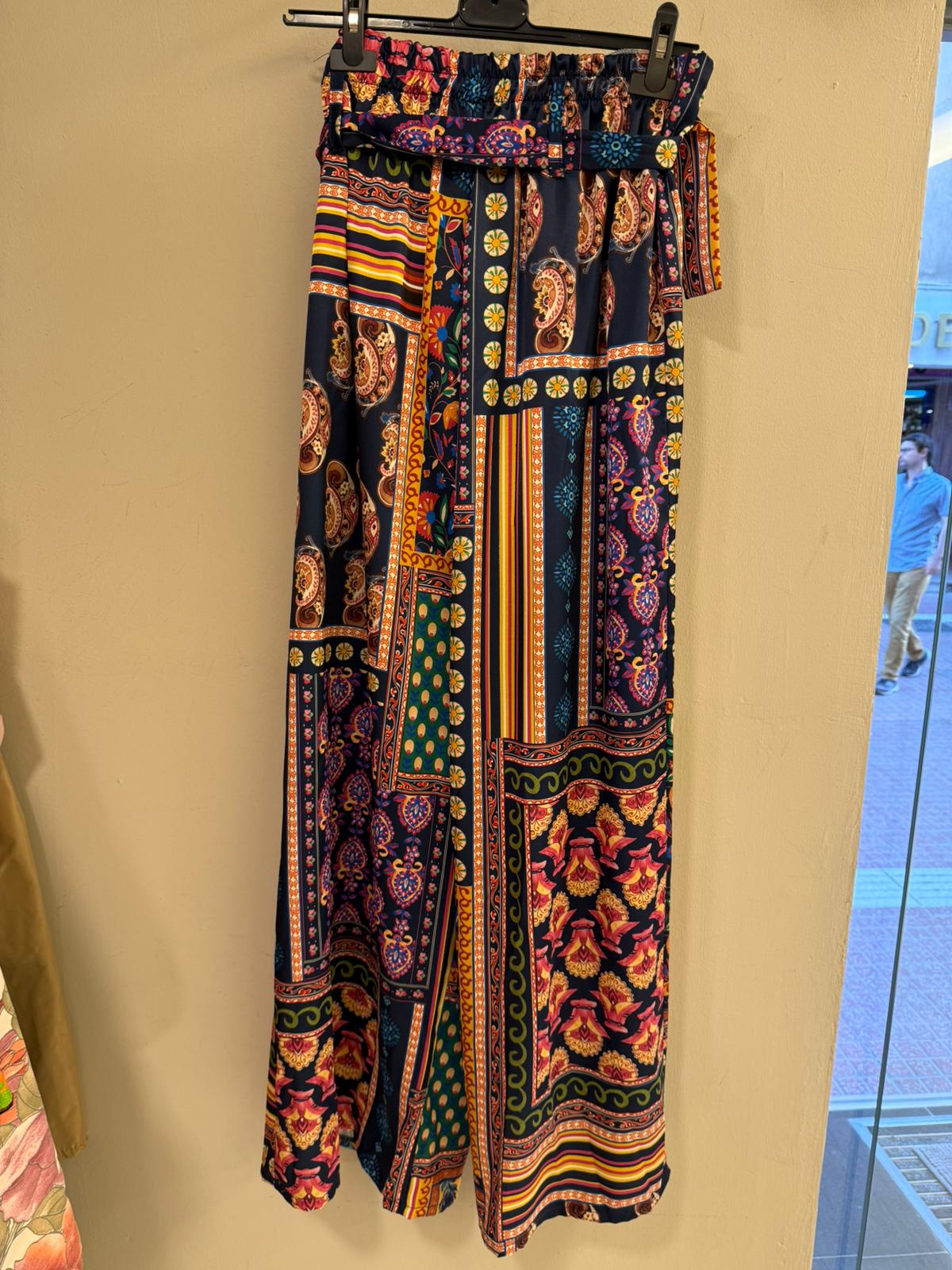 Pantalón Wide Leg Patchwork Paisley Multicolor