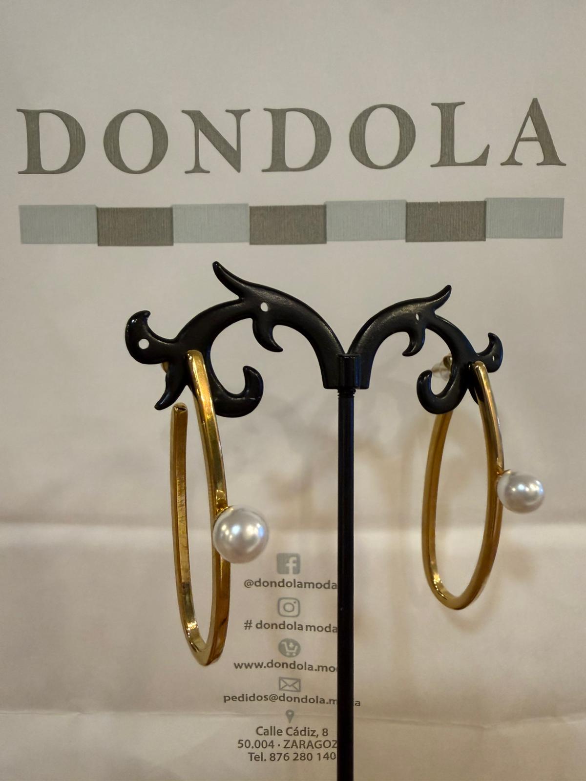 Pendientes Aro Abierto Acero con Perla Colgante