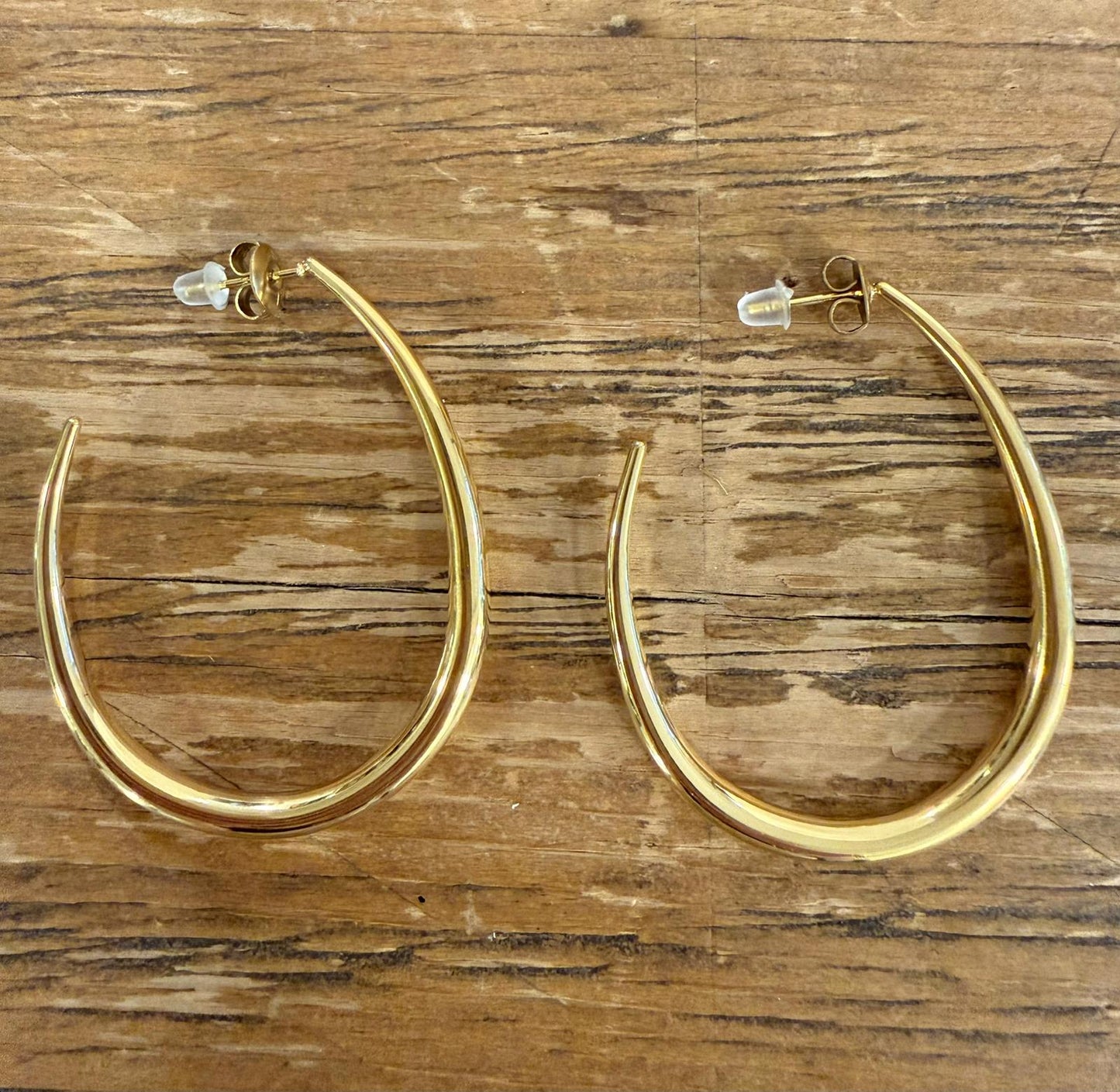Pendientes Aro Ovalado Acero 100%