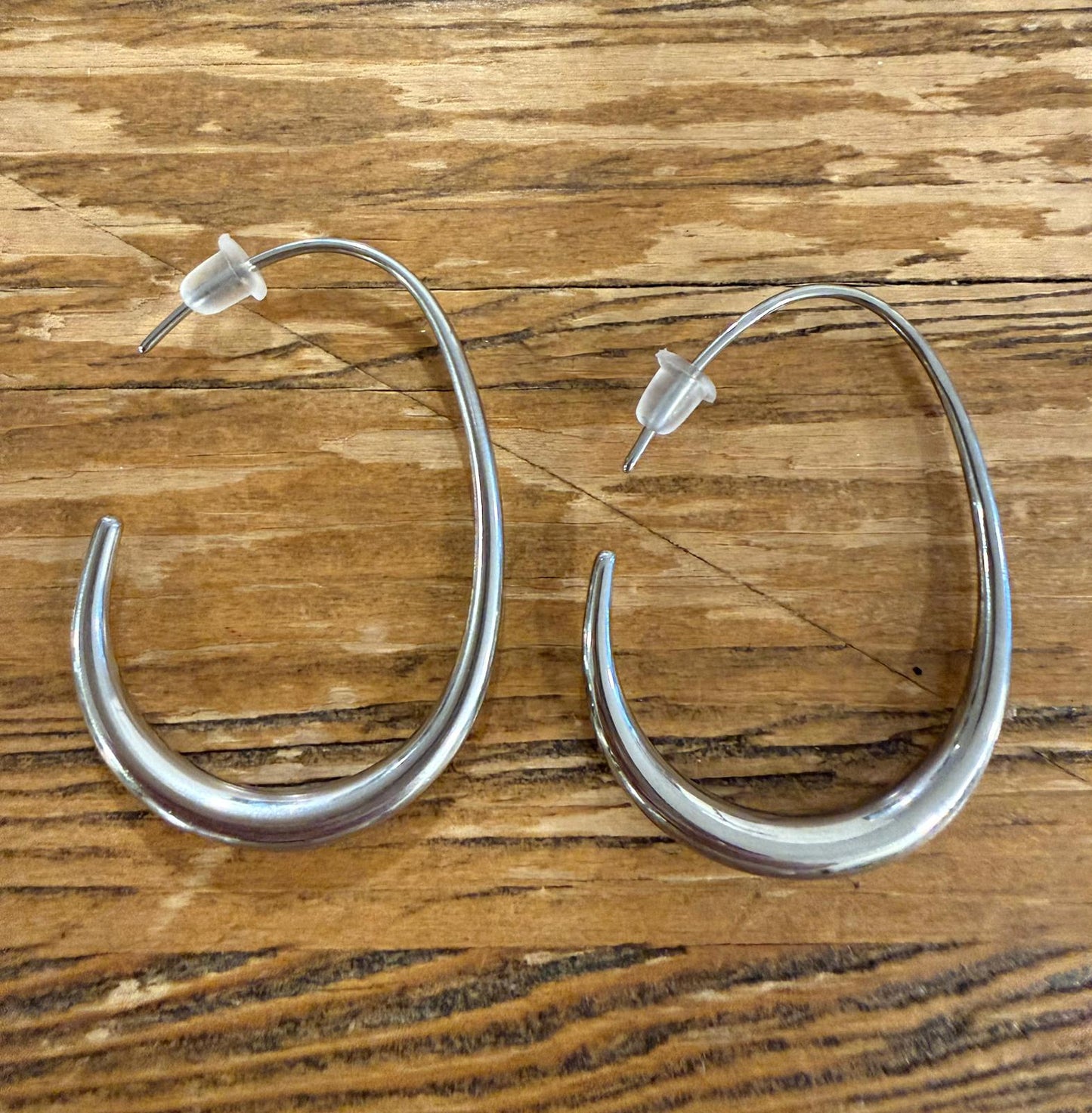 Pendientes Aro Ovalado Acero 100%