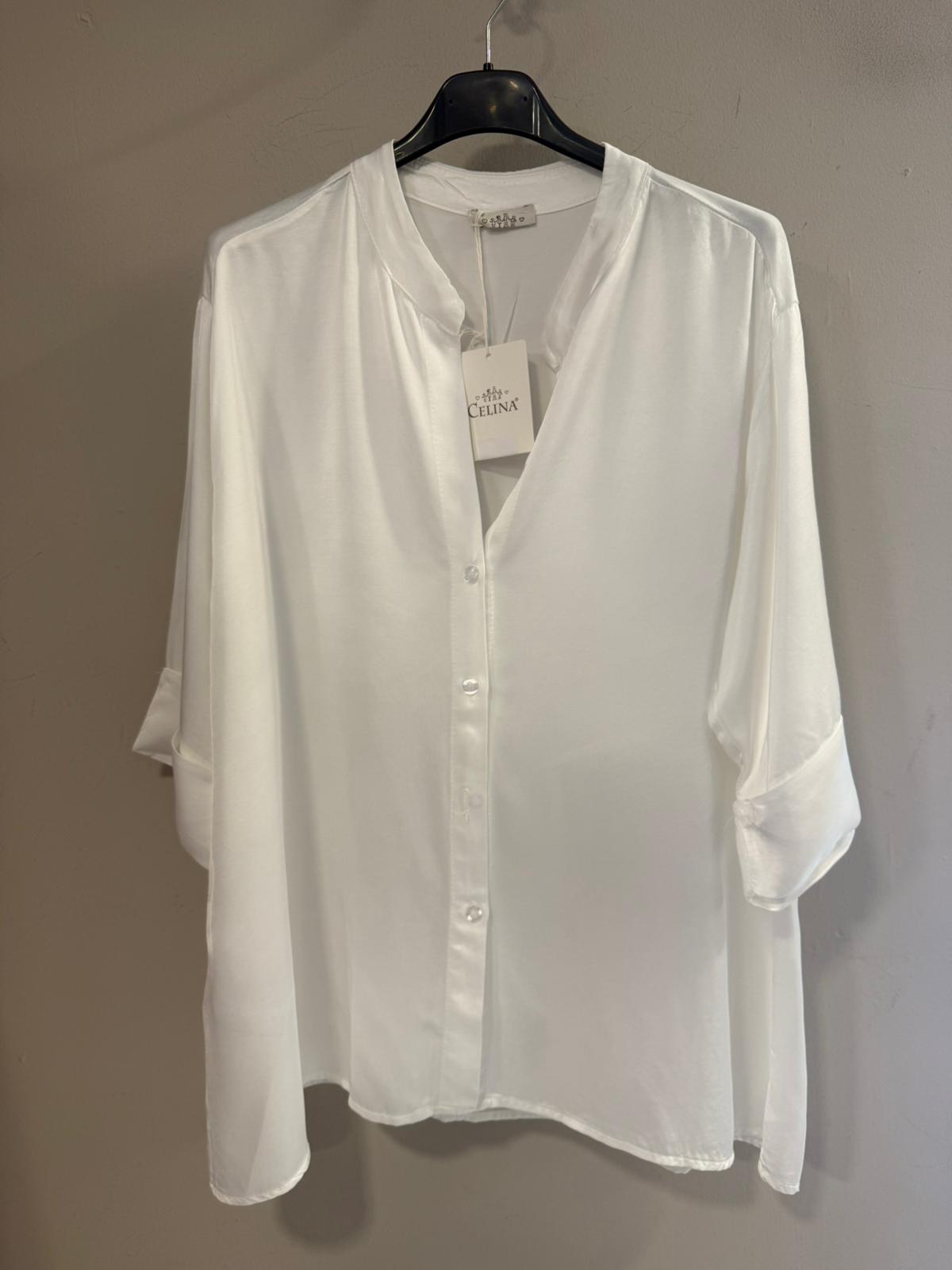 Camisa satinada cuello mao