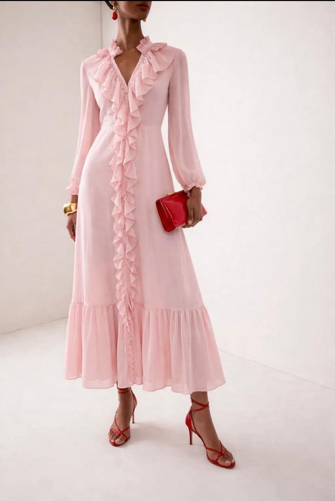 Vestido Midi Volantes con Ribete
