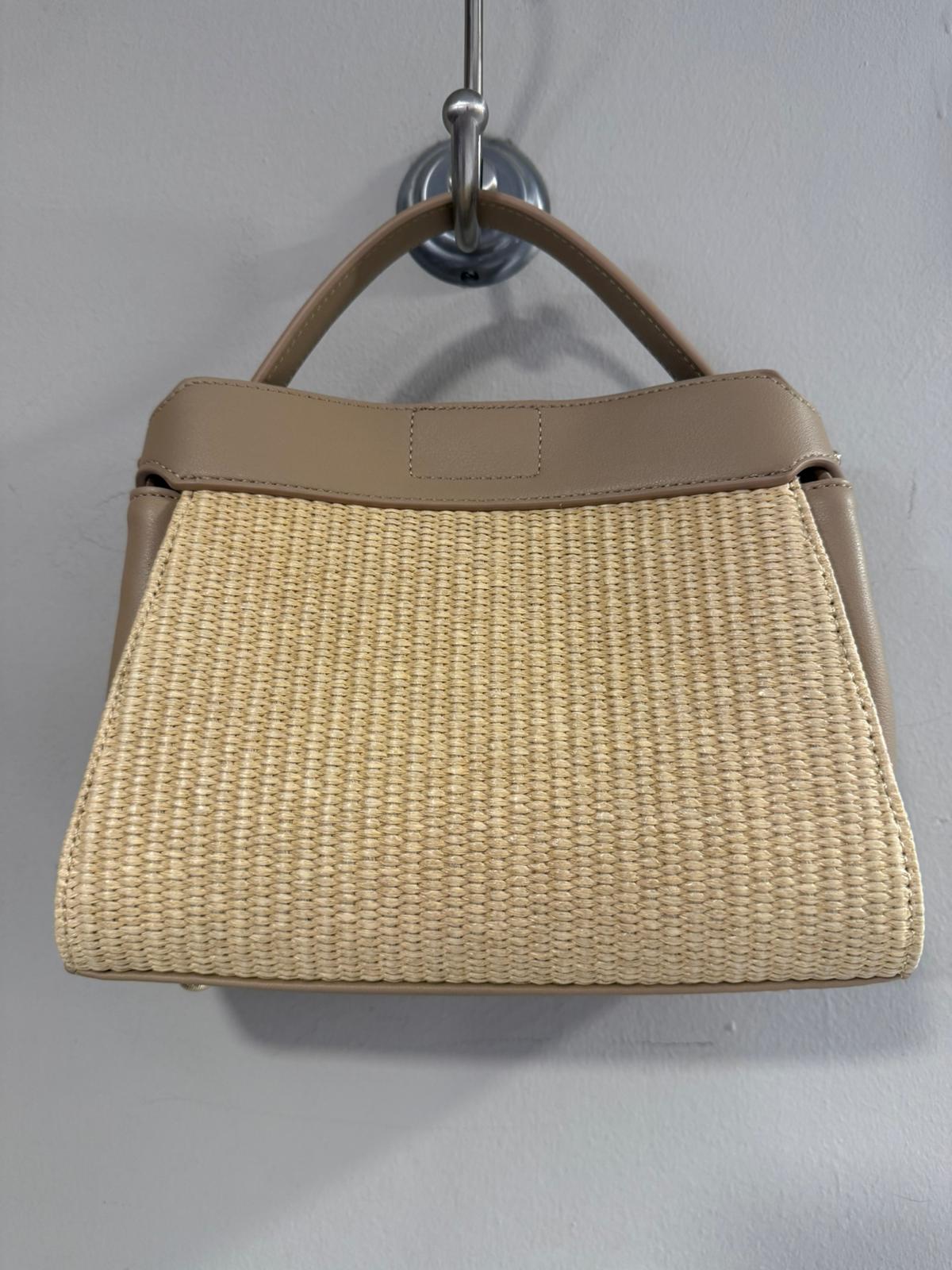 Bolso Rafia Combi Piel Sintética Topo