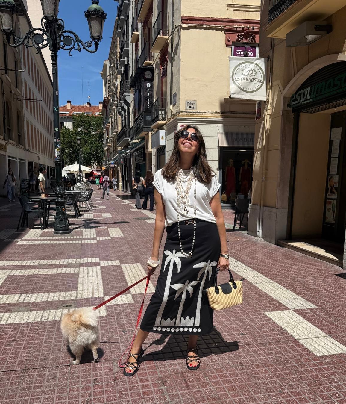 Falda Midi con Bordado de Palmeras