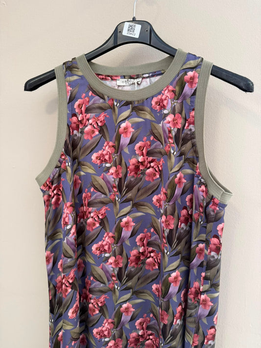 Vestido acabado rib satinado estampado floral