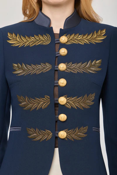 Blazer bordada azul marino Renata Love Gold "The Extreme Collection"