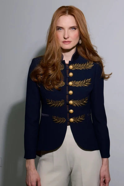 Blazer bordada azul marino Renata Love Gold "The Extreme Collection"