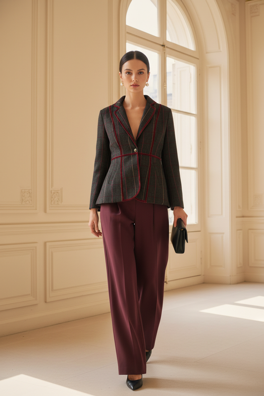 Blazer tweed burdeos palazzo interior