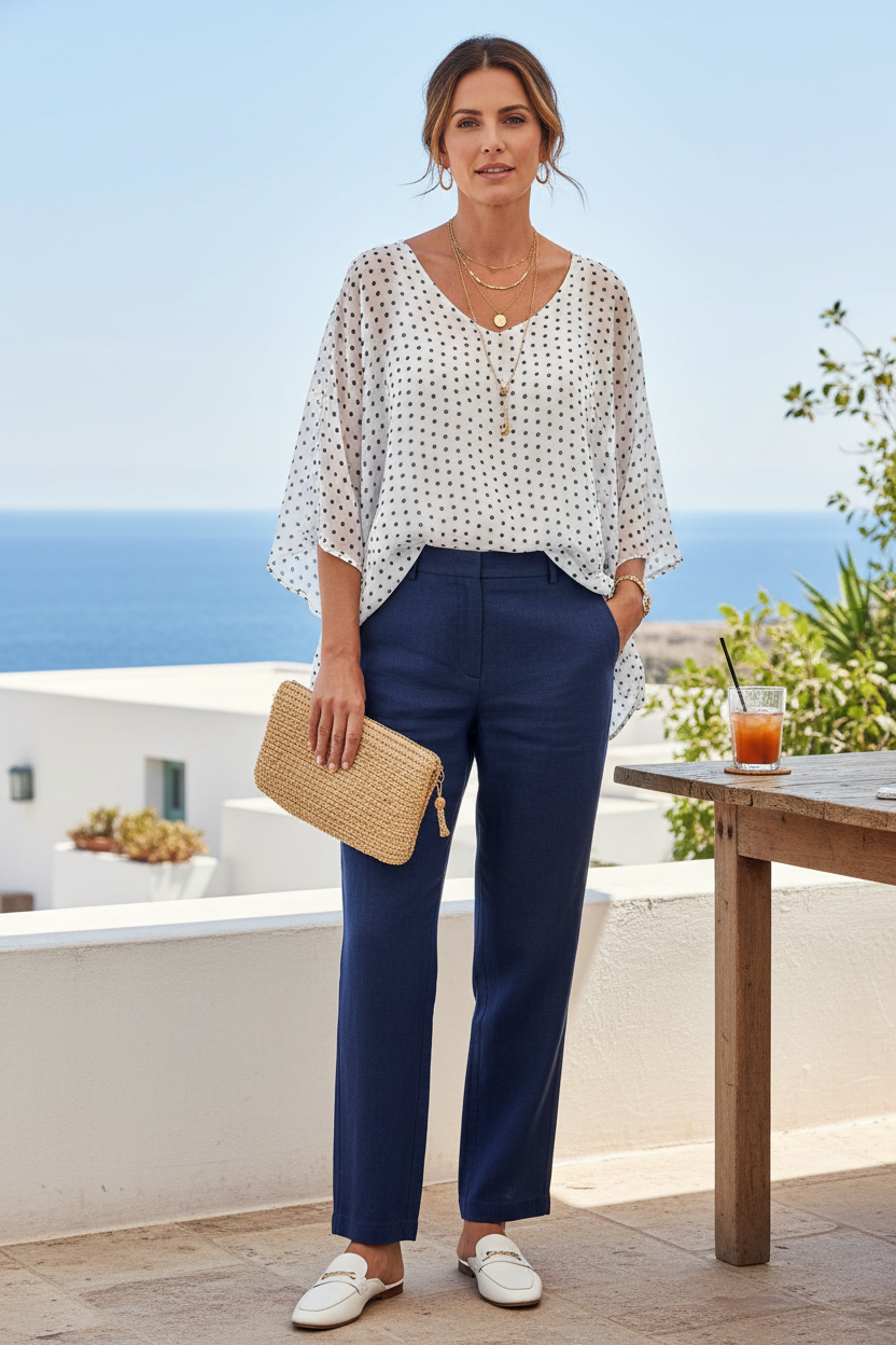 Blusa blanca con pantalón