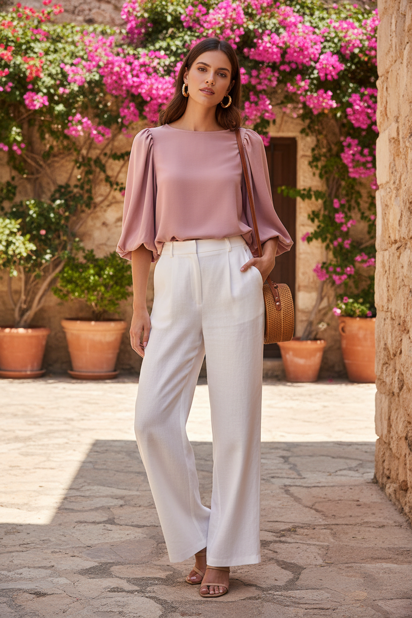 Blusa rosa lazo - Look 1