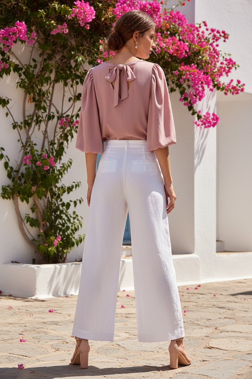 Blusa rosa lazo pequeño - Vista espalda