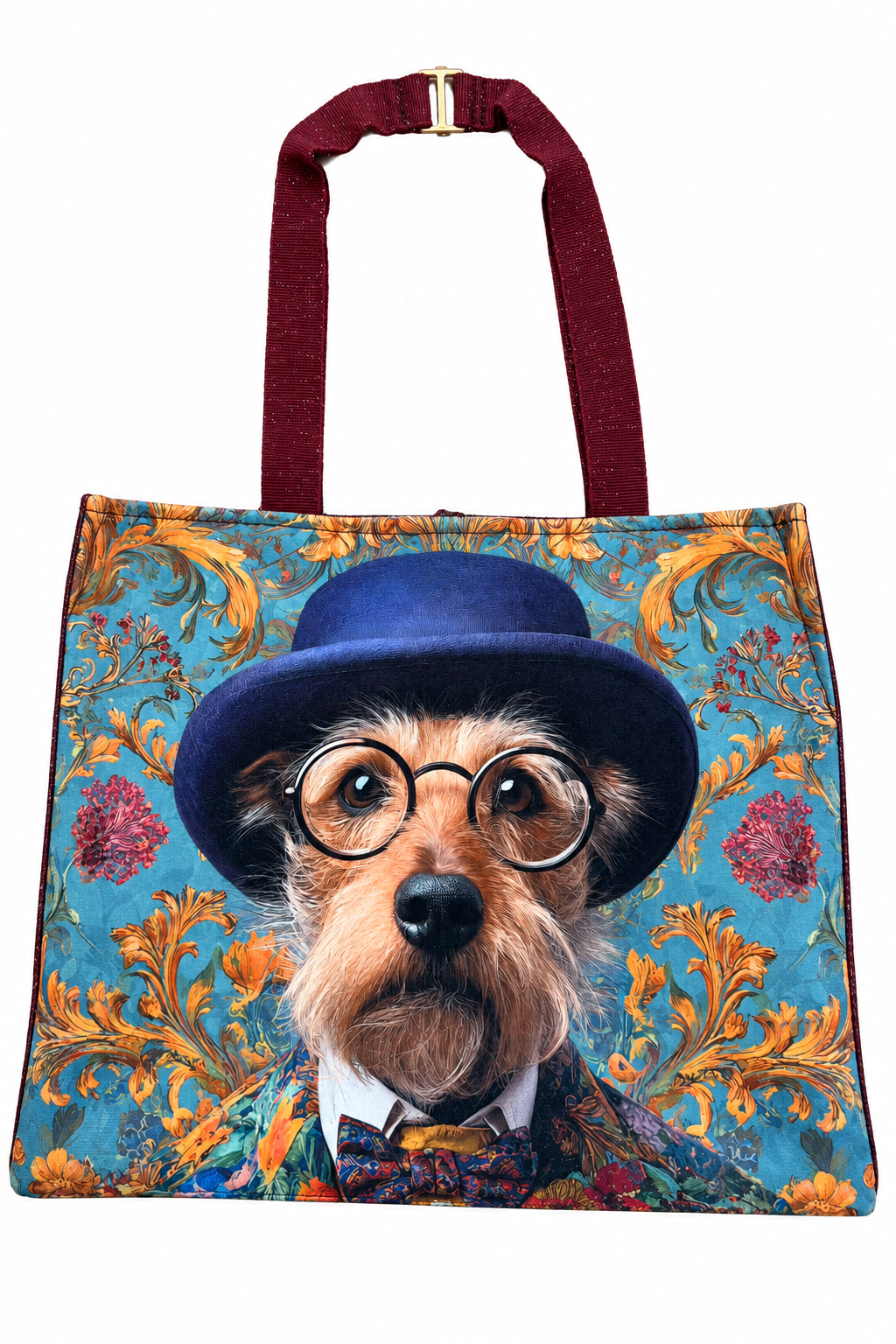 Bolso con asa y hebilla sobre fondo blanco