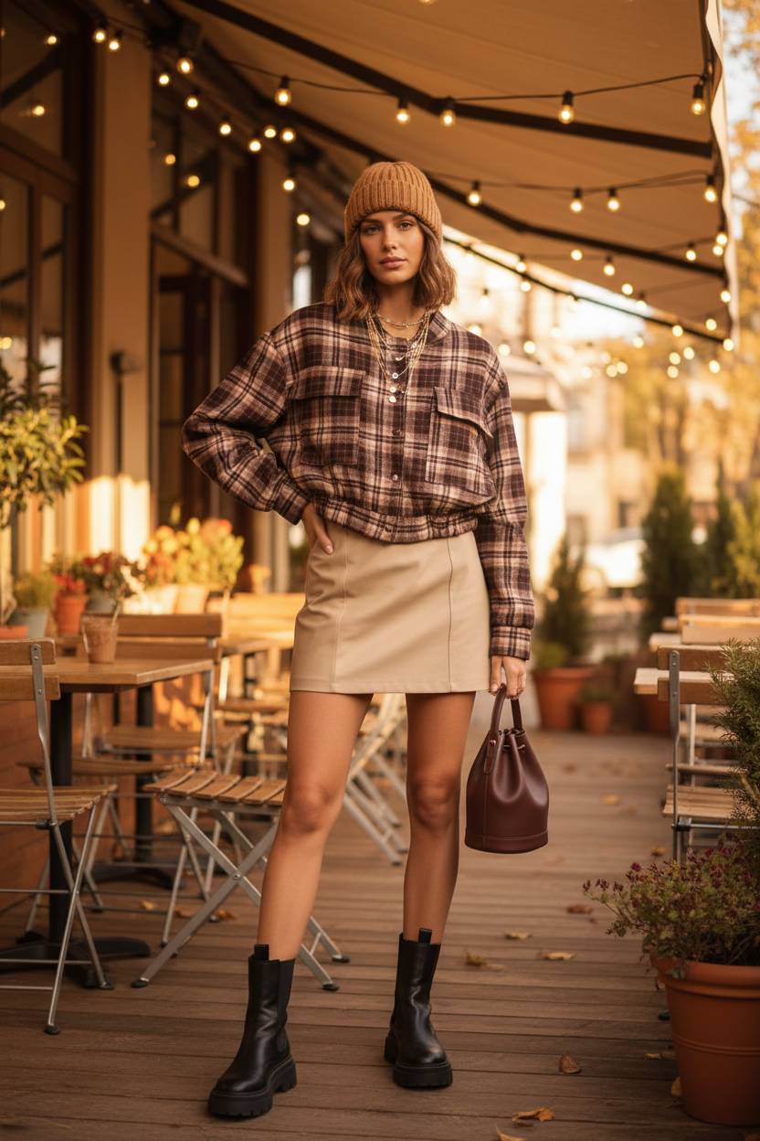 Bomber cuadros - Look 2