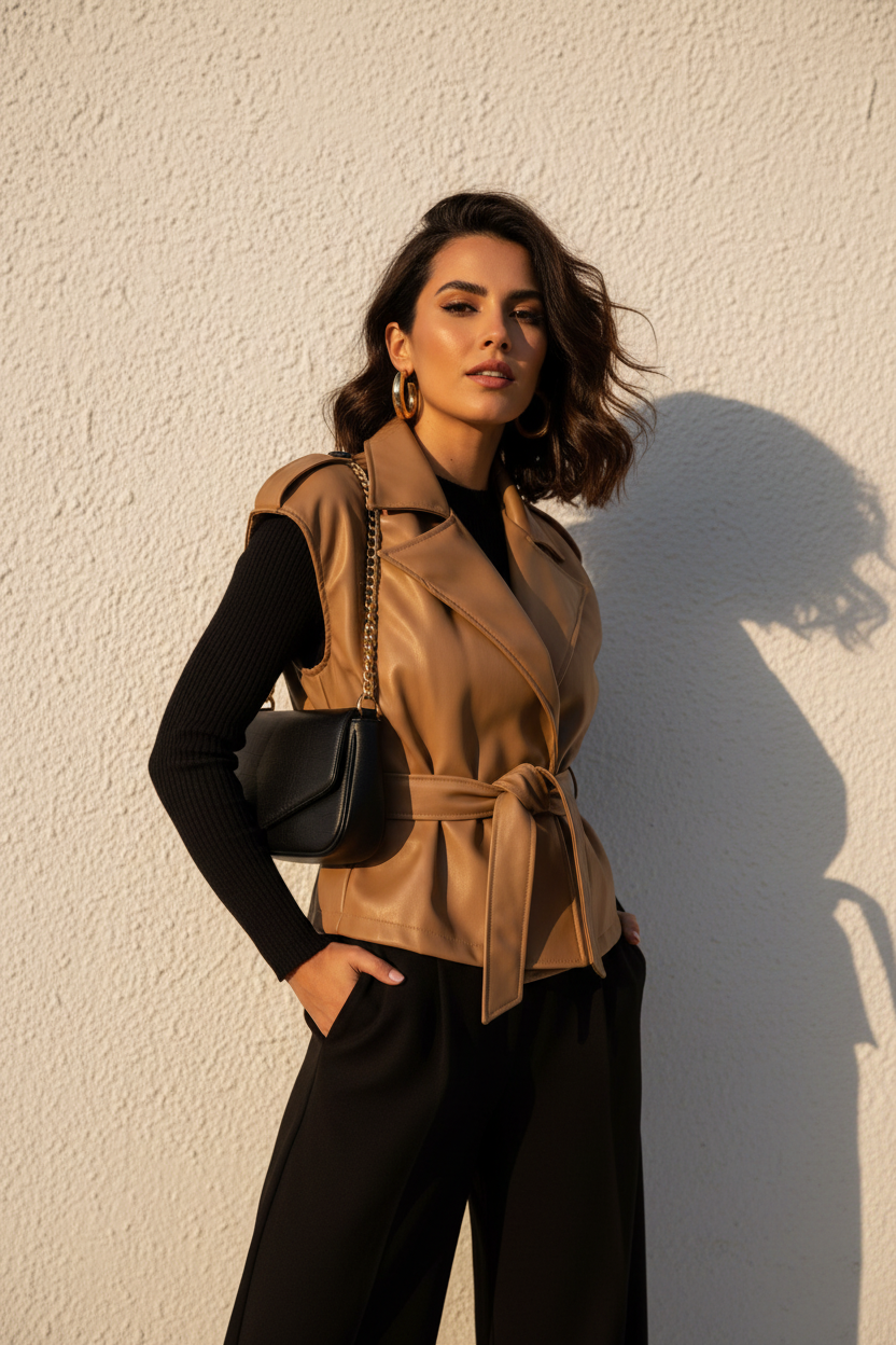 Chaleco polipiel crop look 2