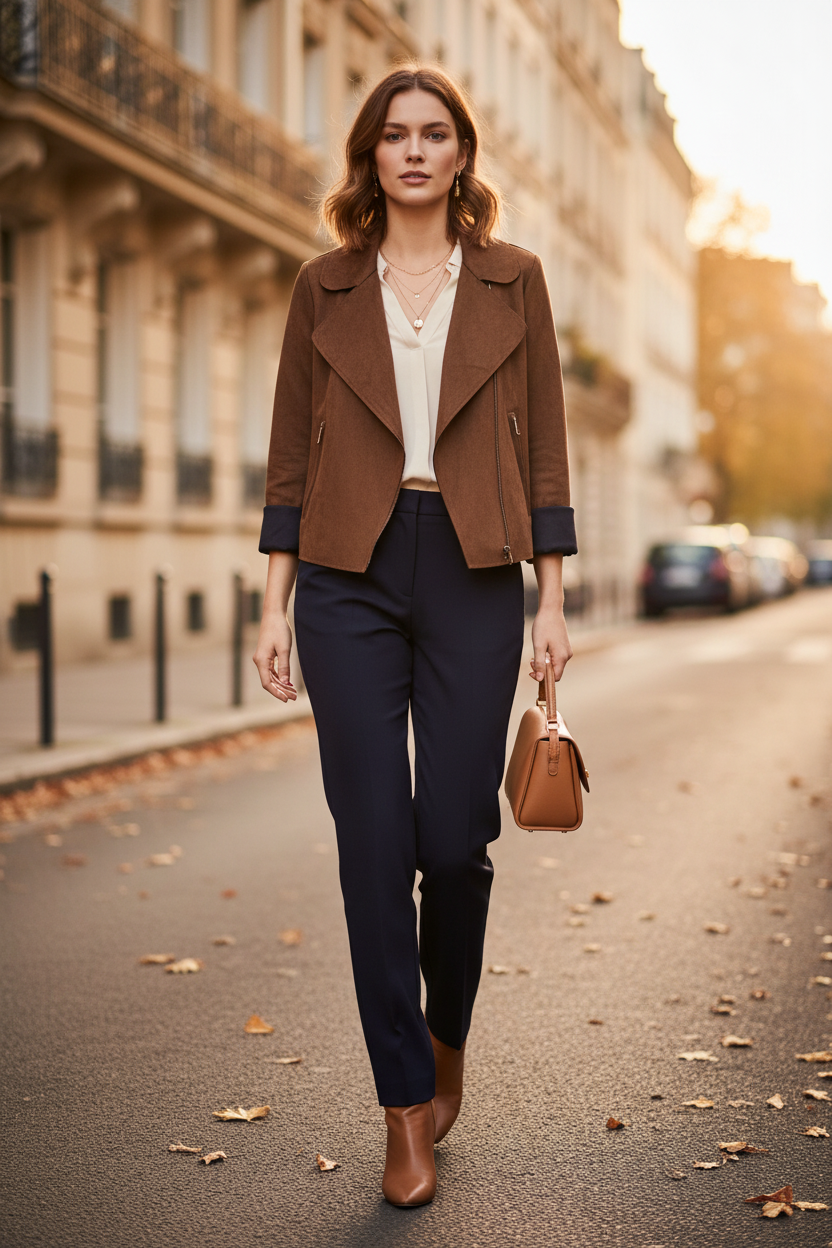 Chaqueta Antelina Marrón Crop