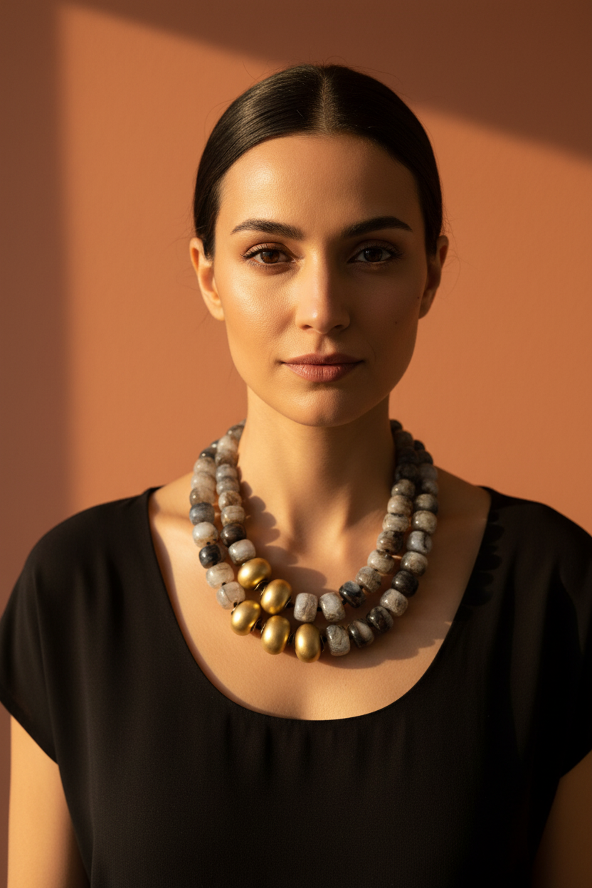 Collar Doble Vuelta - Gris