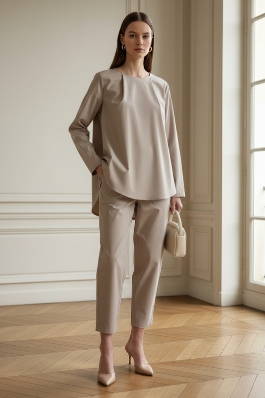 Conjunto Greige - Blusa por Fuera - Parisian