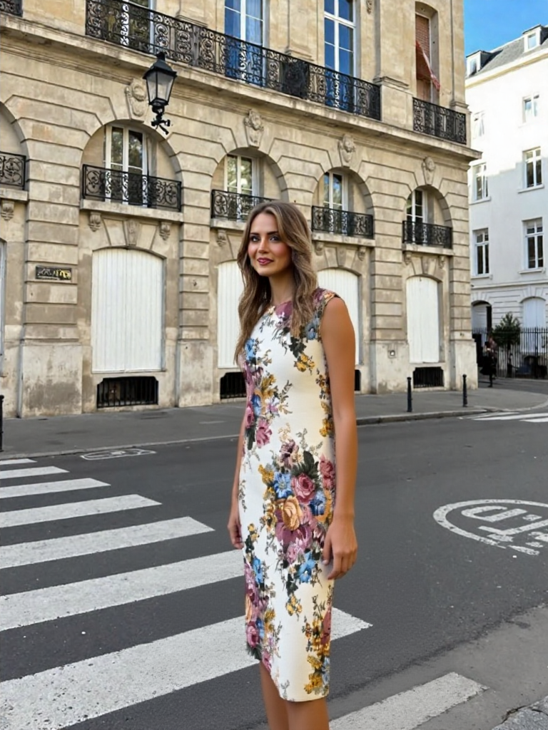 Vestido Midi Jacquard Floral – Estampado Bouquet Vintage
