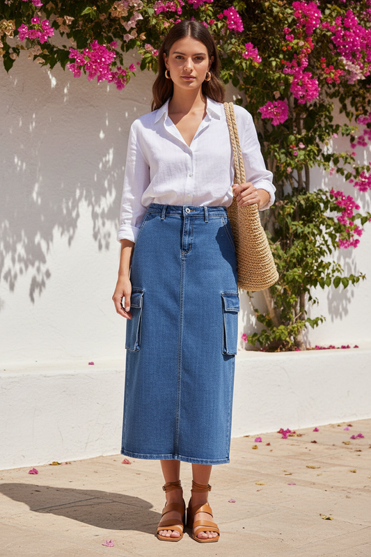 Falda cargo - frontal mid-calf