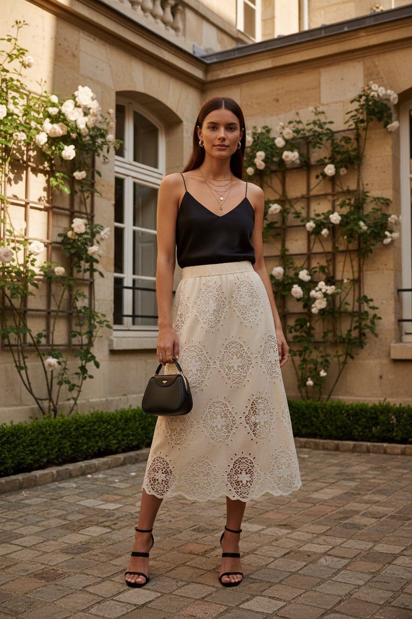 Falda troquelada look noche