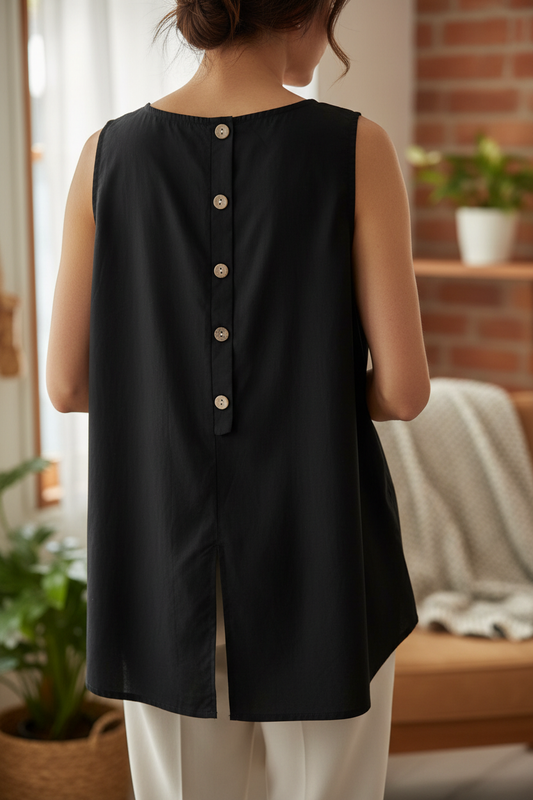Modelo - Blusa negra espalda