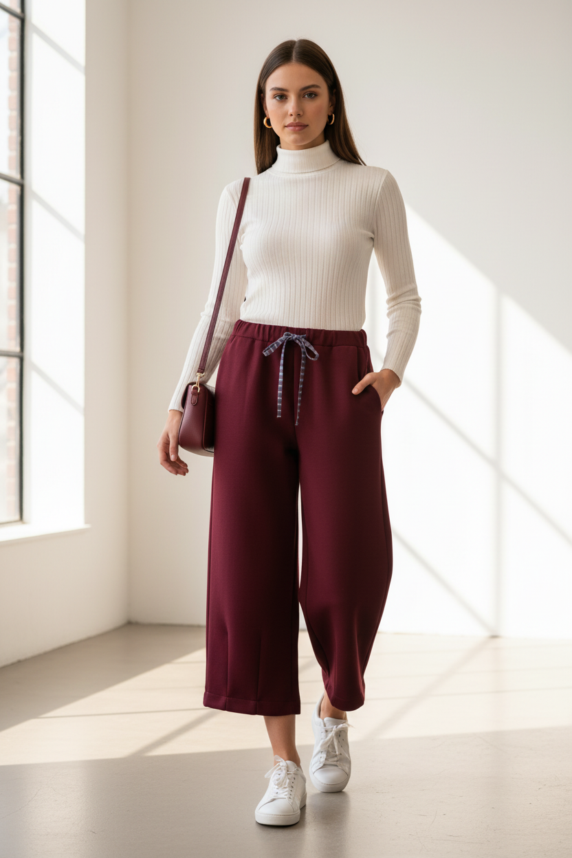 Pantalón chándal burdeos - Look 1