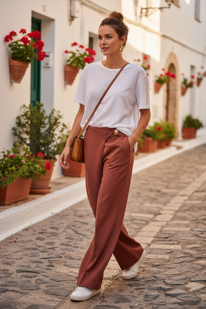Pantalón Cruzado - Look Casual Teja