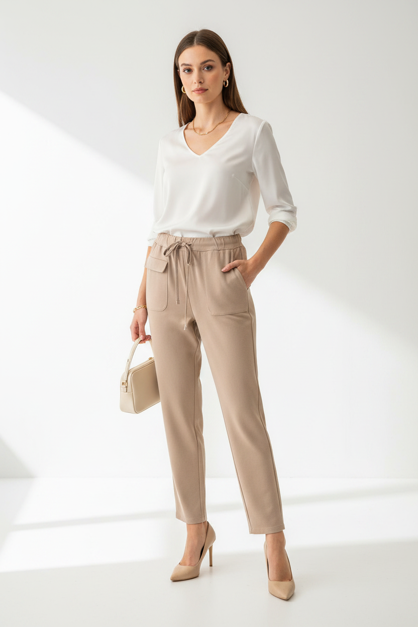 Pantalón punto roma beige