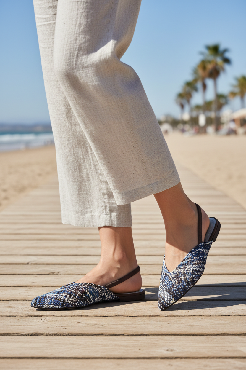 Slingback blanco calado con modelo