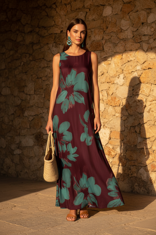 Vestido Berenjena Turquesa
