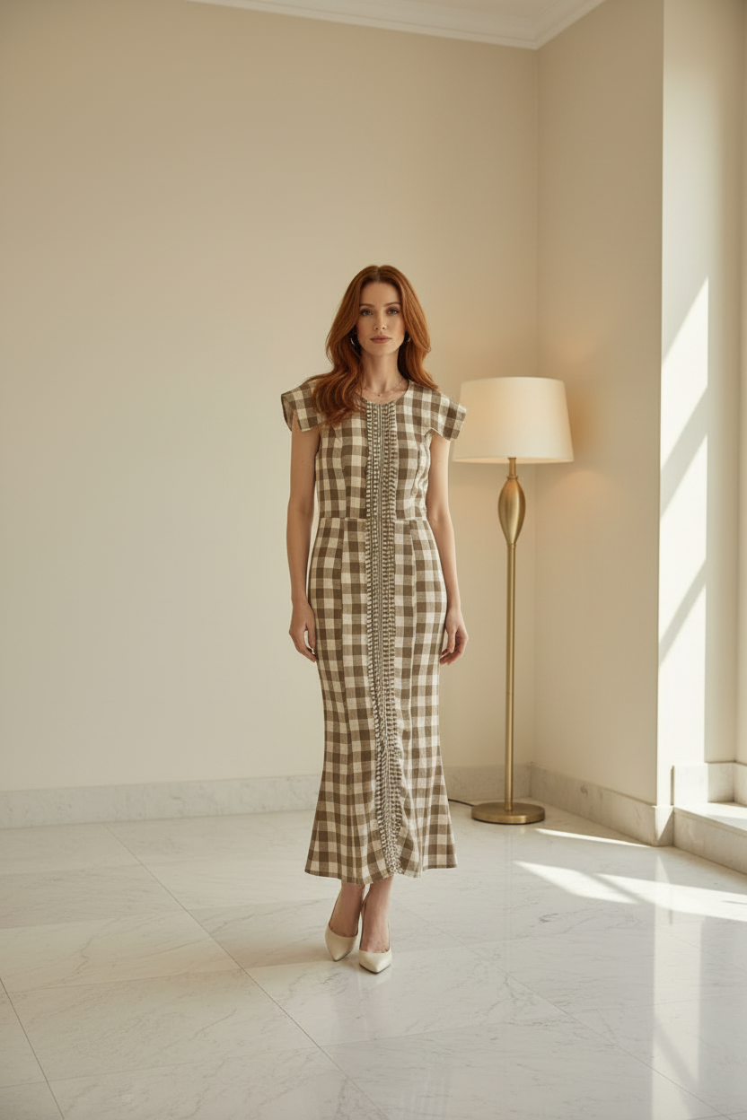 Vestido cuadros topo - lámpara elegante de pie