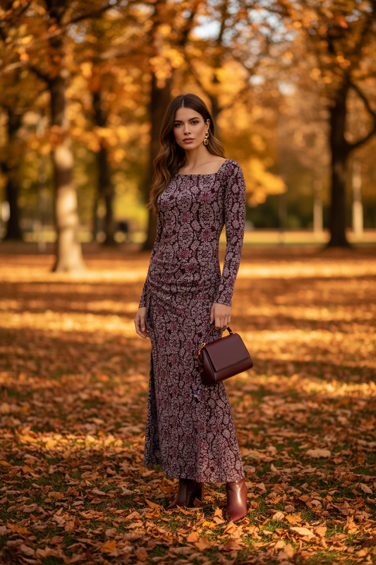Vestido Damasco - Look Otoñal Parque