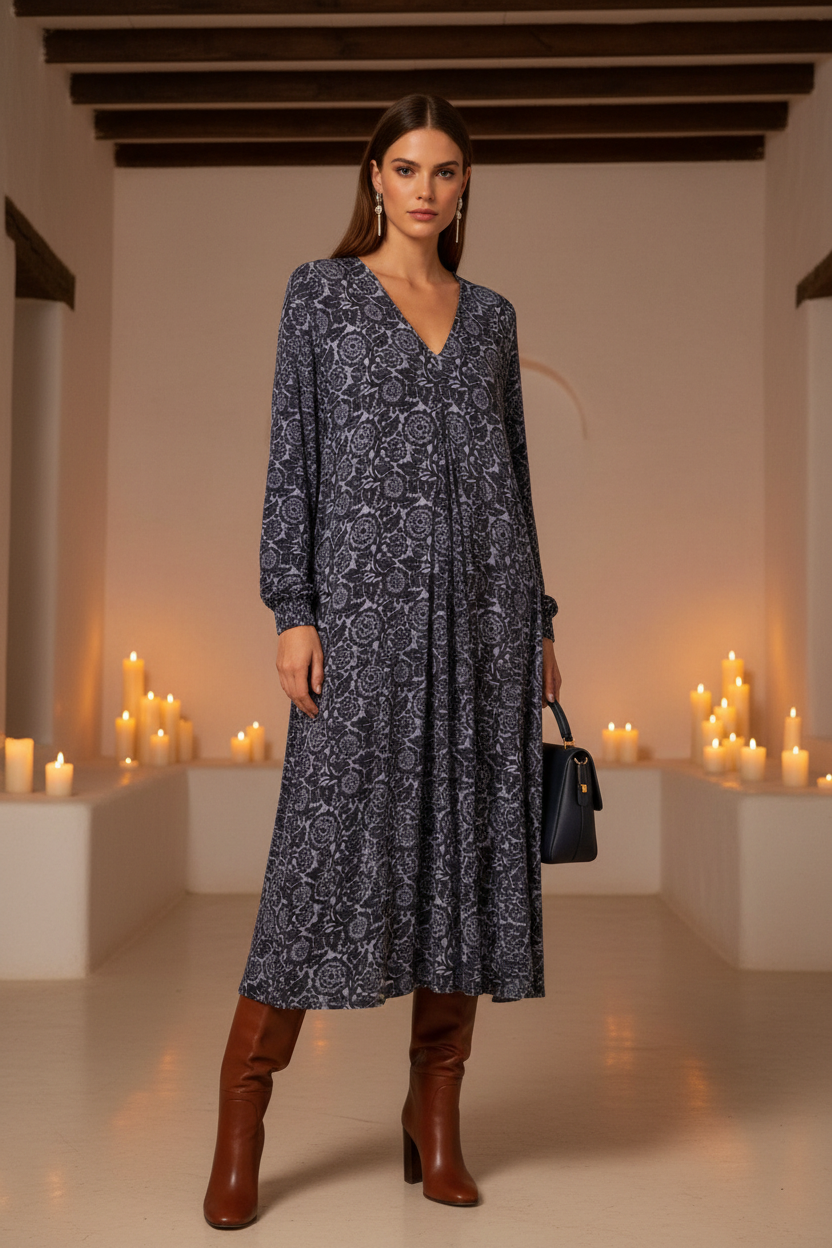 Vestido Floral Pinza Central Look 2