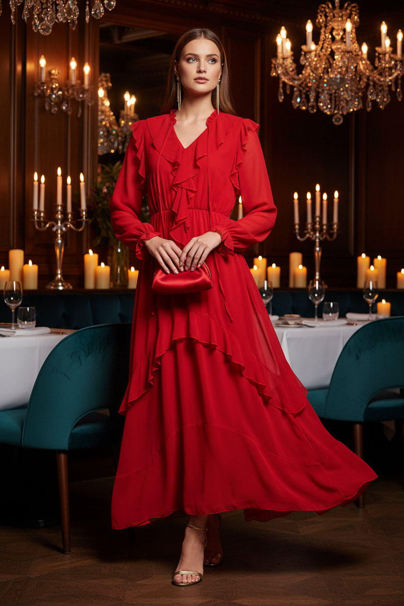 Vestido Gasa - Rojo