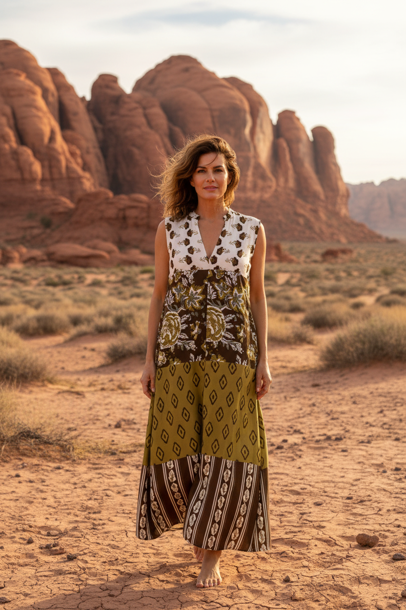 Vestido patchwork desierto 2