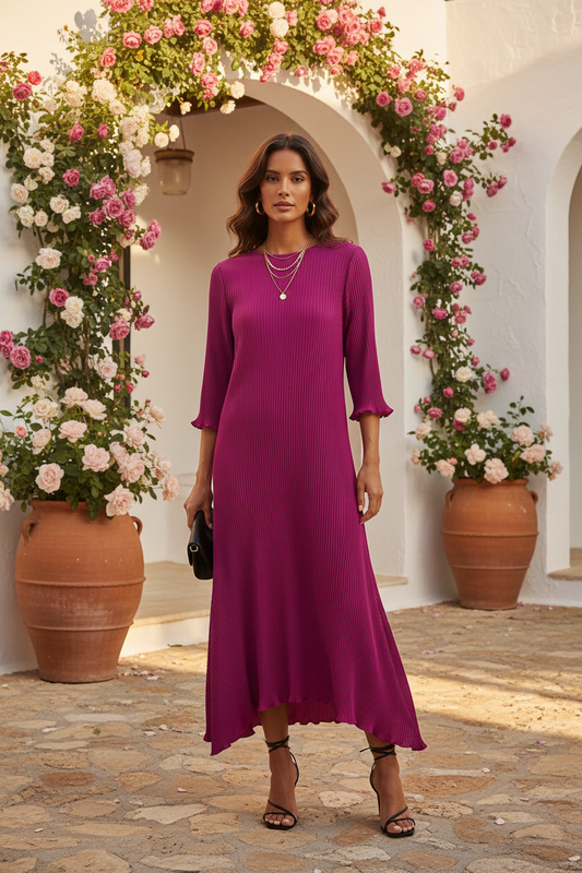 Vestido plisado rojo corregido