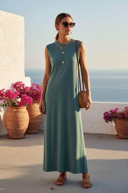 Vestido sisa verde turquesa