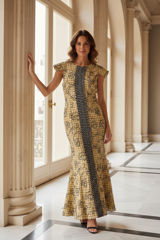 Vestido vichy trompeta largo - segundo intento