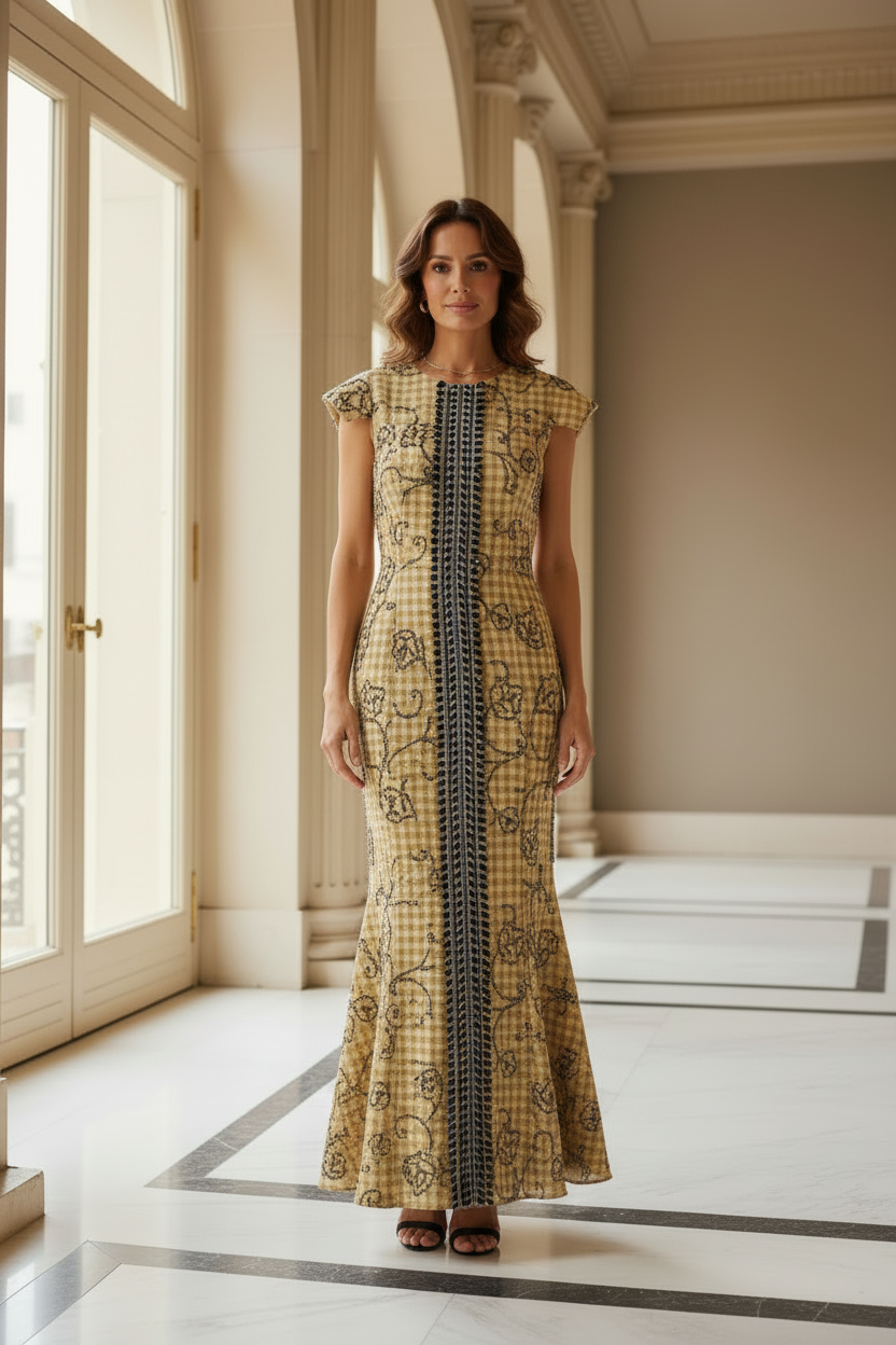 Vestido vichy trompeta - pose frontal